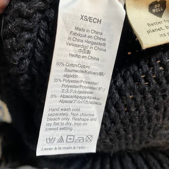 Madewell Turtleneck Sweater Dress Cotton Alpaca Fair Isle Pattern Mini Black XS - Picture 8 of 9